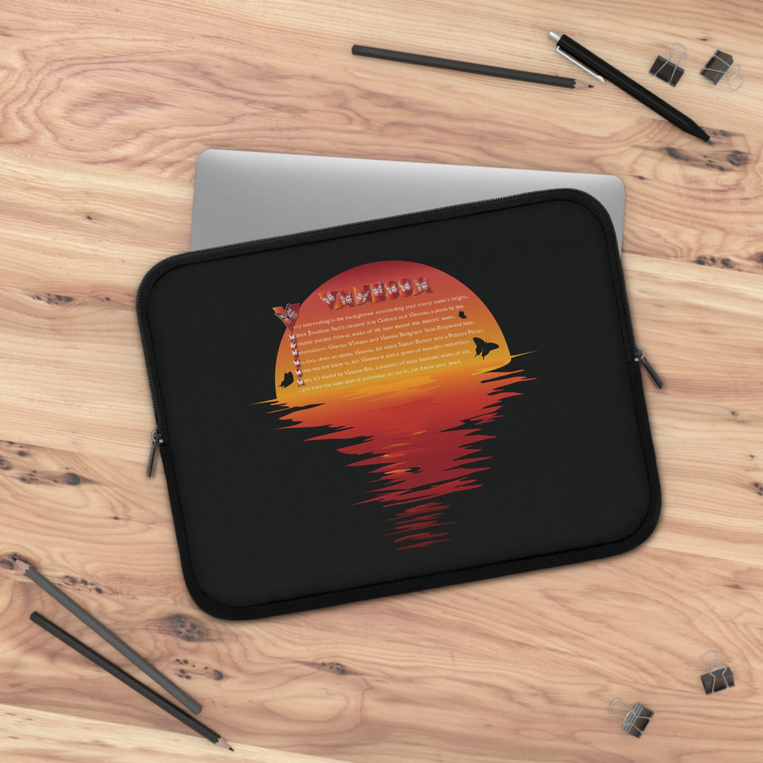 Namesakes Acrostic Poem Neoprene Laptop Sleeve - Solid Black Back