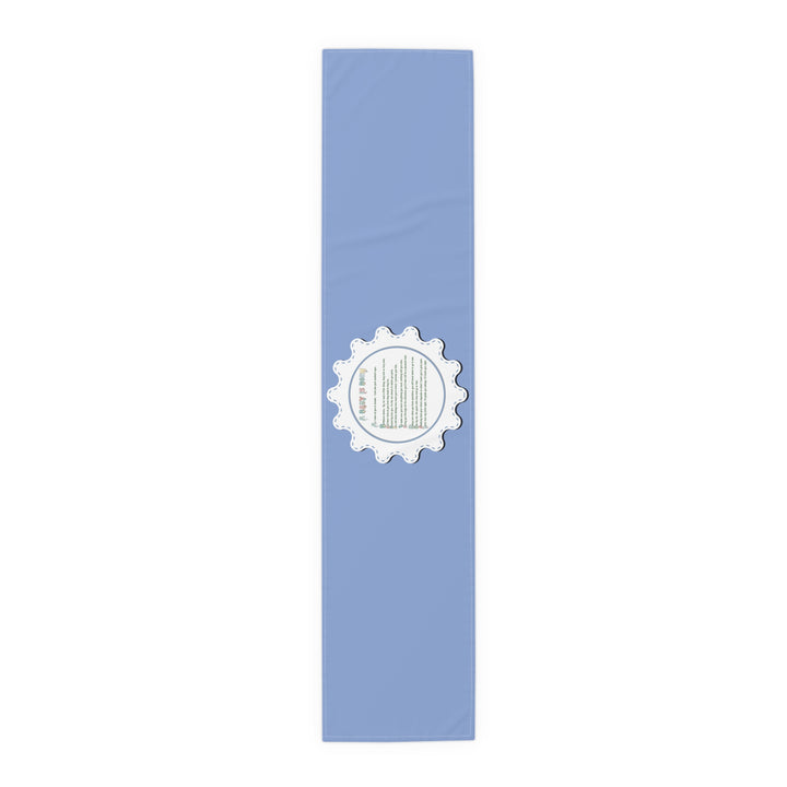 “A Baby is Born” Table Runner - Baby Items Font - Blue - No Personalization