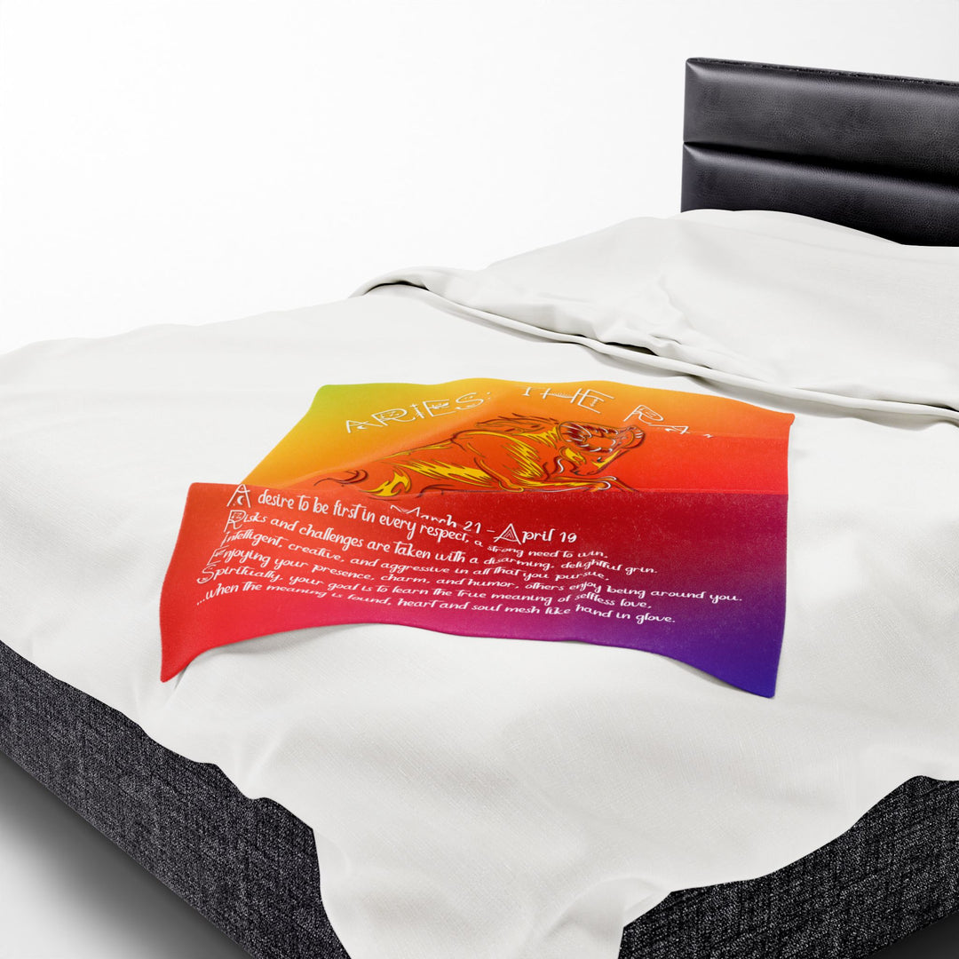 Aries Acrostic Poem Velveteen Plush Blanket  - Colorful
