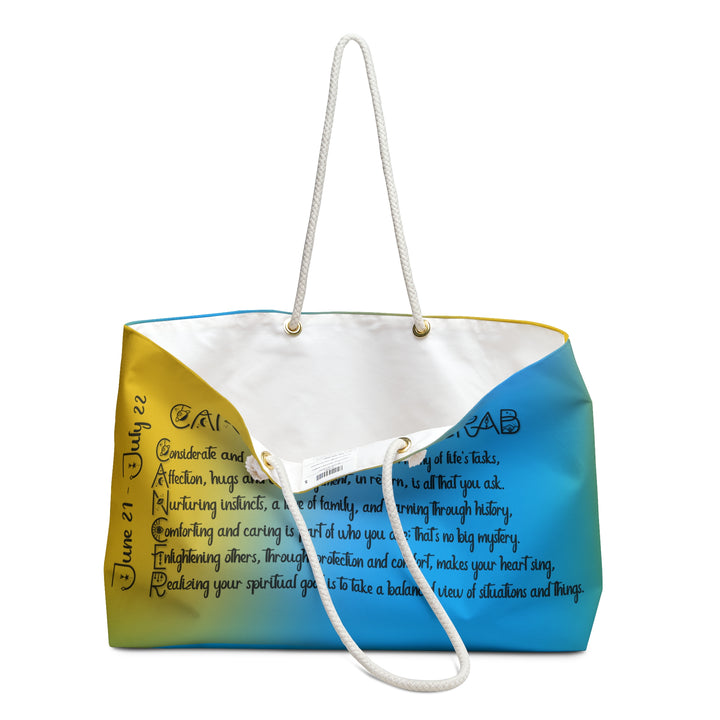 Weekender Bag with Acrostic Poem Spelling out "Cancer"