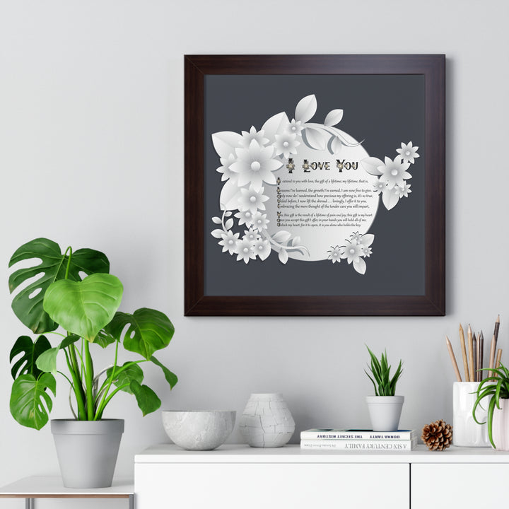 It's Just a Phrase "I Love You" Framed Acrostic Poem Print- Floral