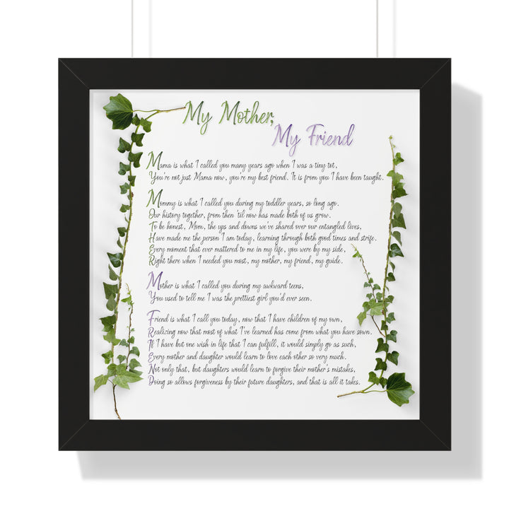 It's Just a Phrase "My Mother, My Friend" Framed Acrostic Poem Print