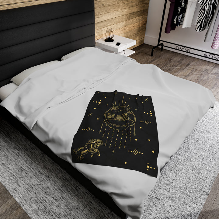 Written in the Stars Velveteen plush blanket with acrostic poem "Aries"