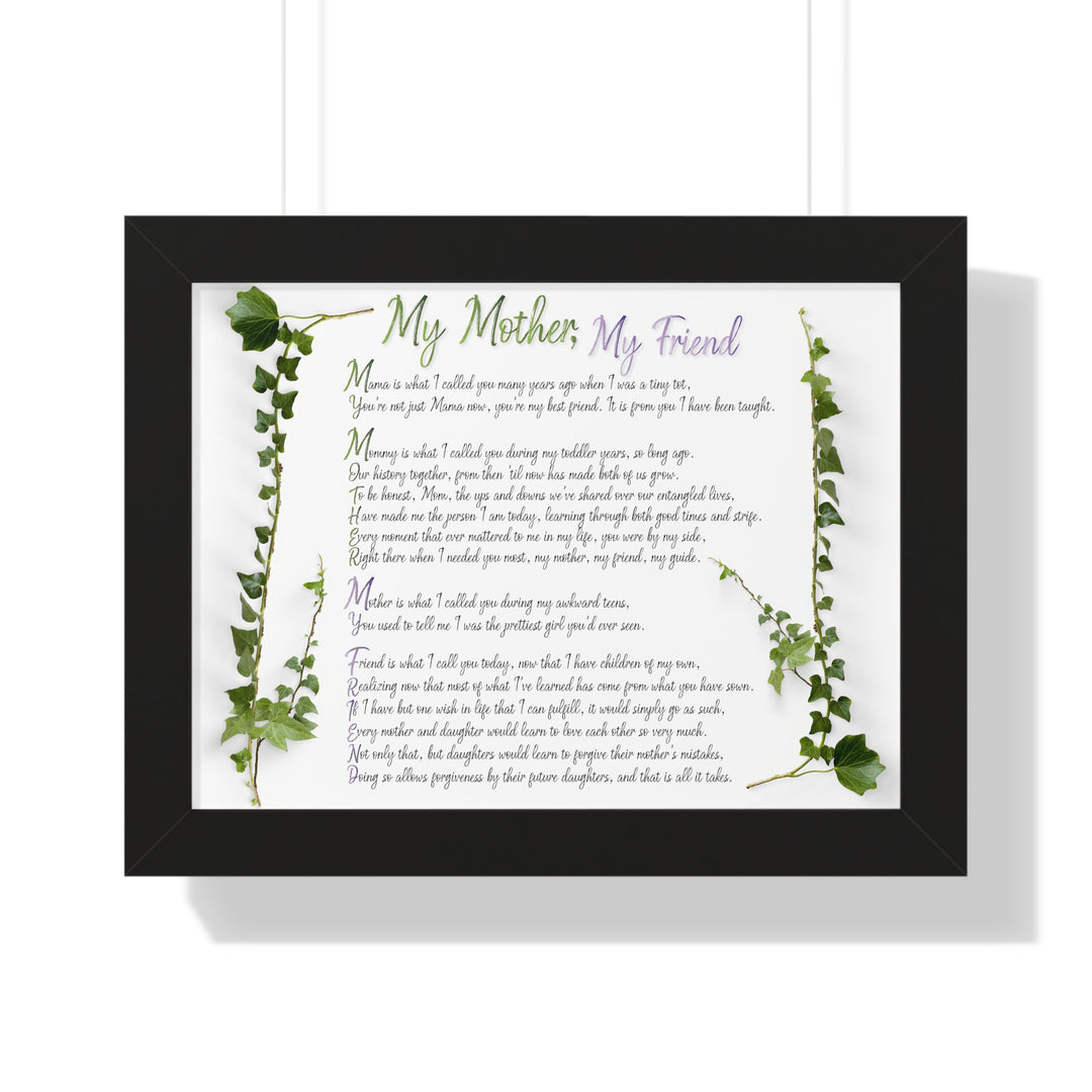 It's Just a Phrase "My Mother, My Friend" Framed Acrostic Poem Print