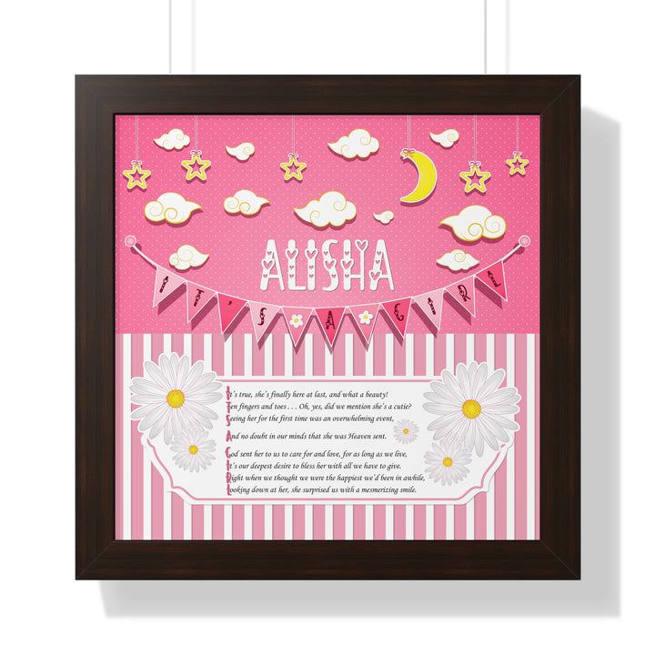 Baby Steps Framed Print Collection - Pink Stripes - "It's a Girl" Personalized