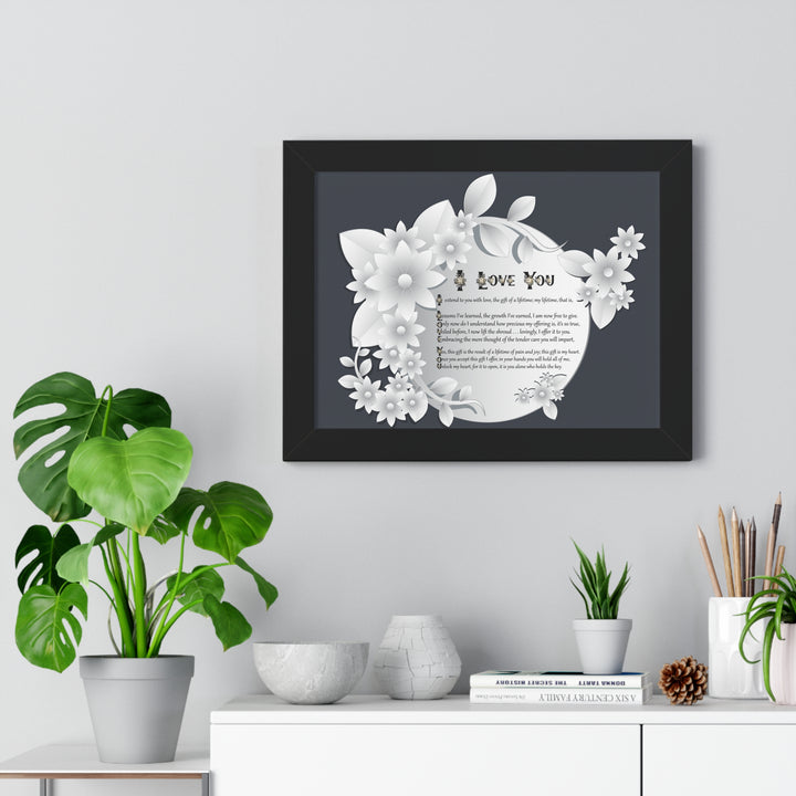 It's Just a Phrase "I Love You" Framed Acrostic Poem Print- Floral