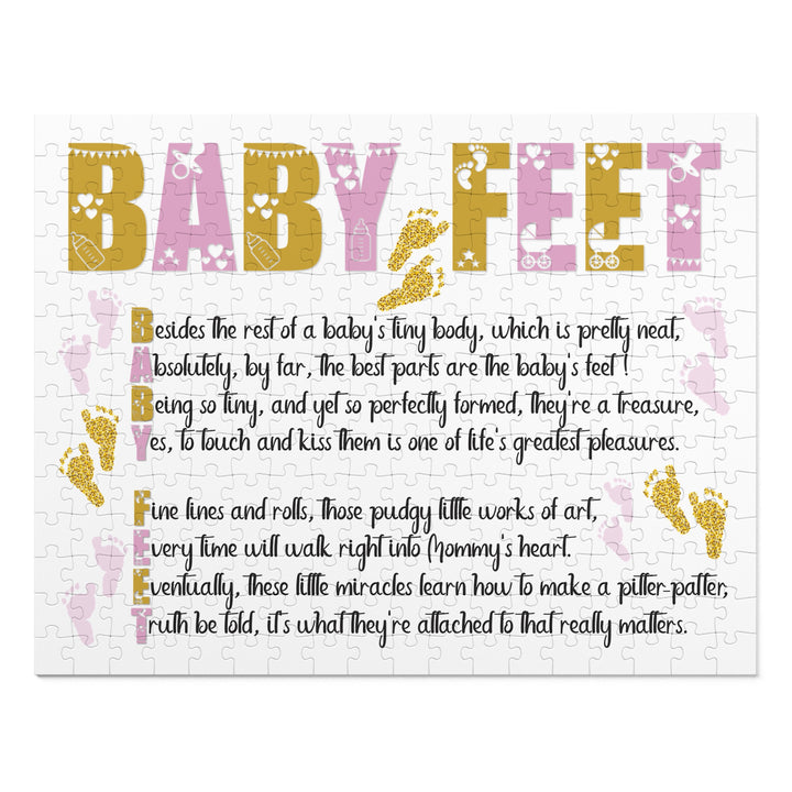 "Baby Feet" Acrostic Poem Jigsaw Puzzle - Pink and Gold - No Personalization