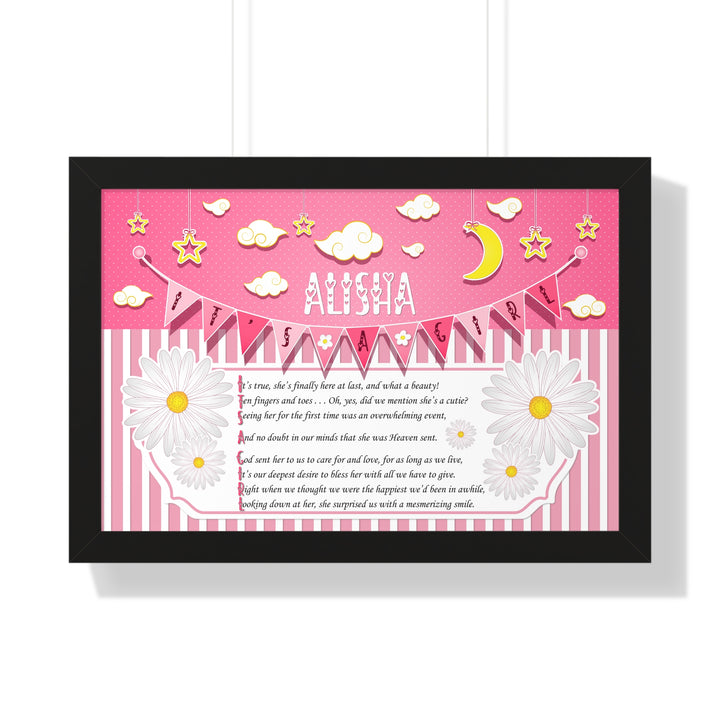 Baby Steps Framed Print Collection - Pink Stripes - "It's a Girl" Personalized