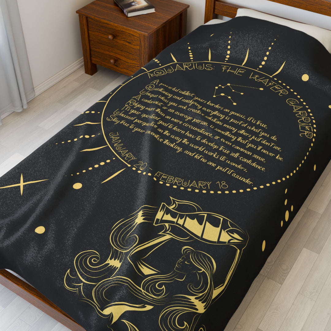 Aquarius Acrostic Poem Velveteen Plush Blanket