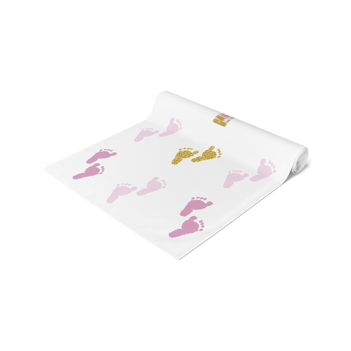 “Baby Feet” Table Runner - Pink-Gold - Personalized