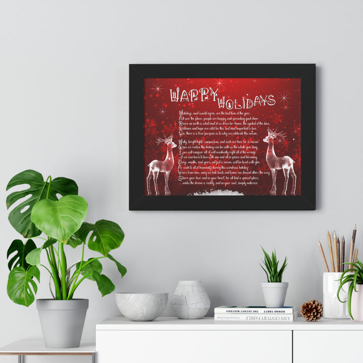 It's Just a Phrase "Happy Holidays" Framed Horizontal Acrostic Poem Poster