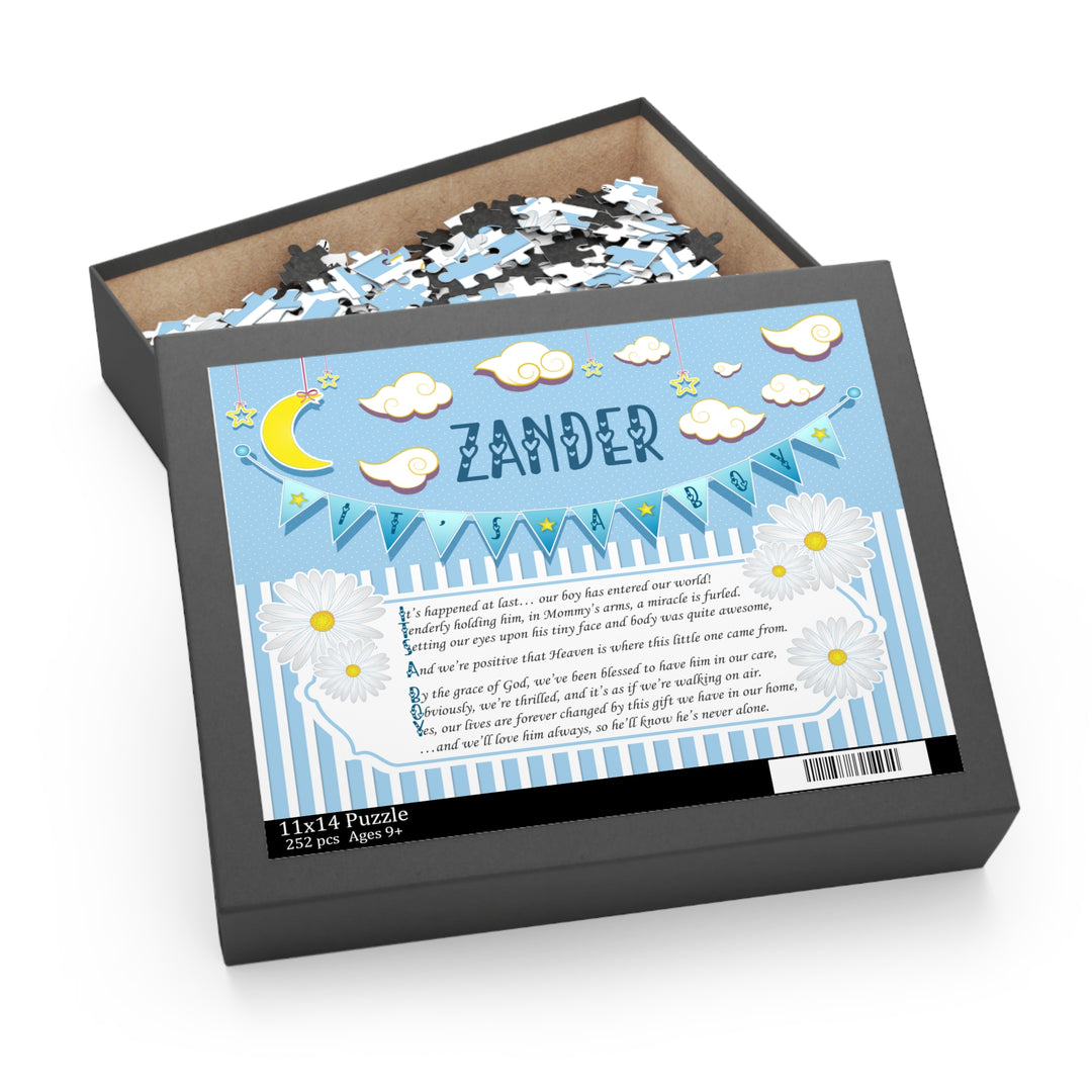 It's a Boy Acrostic Poem Puzzle - Blue-White Stripes Personalized