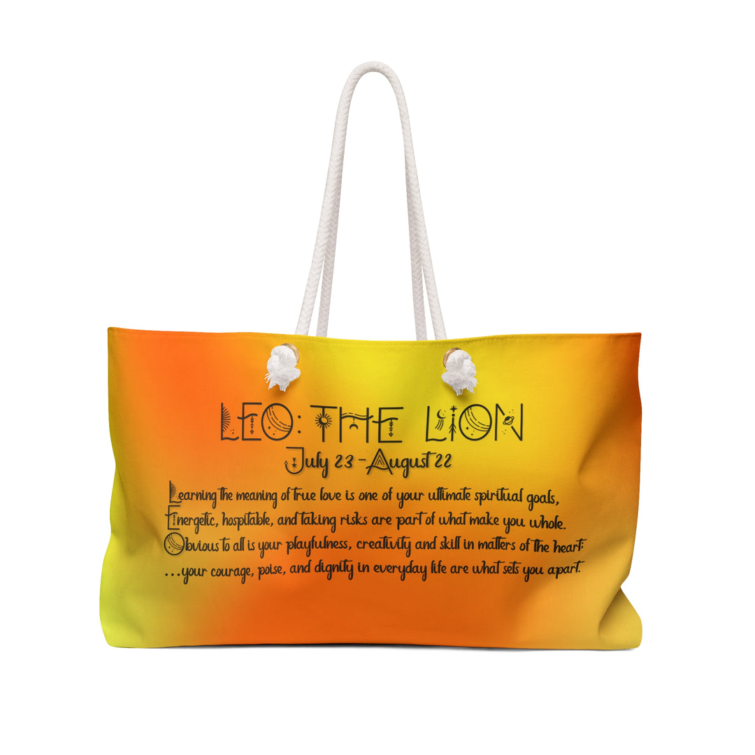 Weekender Bag with Acrostic Poem Spelling out "Leo"