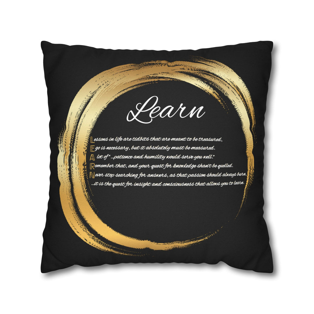 "Learn" Acrostic Poem Pillow Cover from "Learn, Lead, Believe" - Black