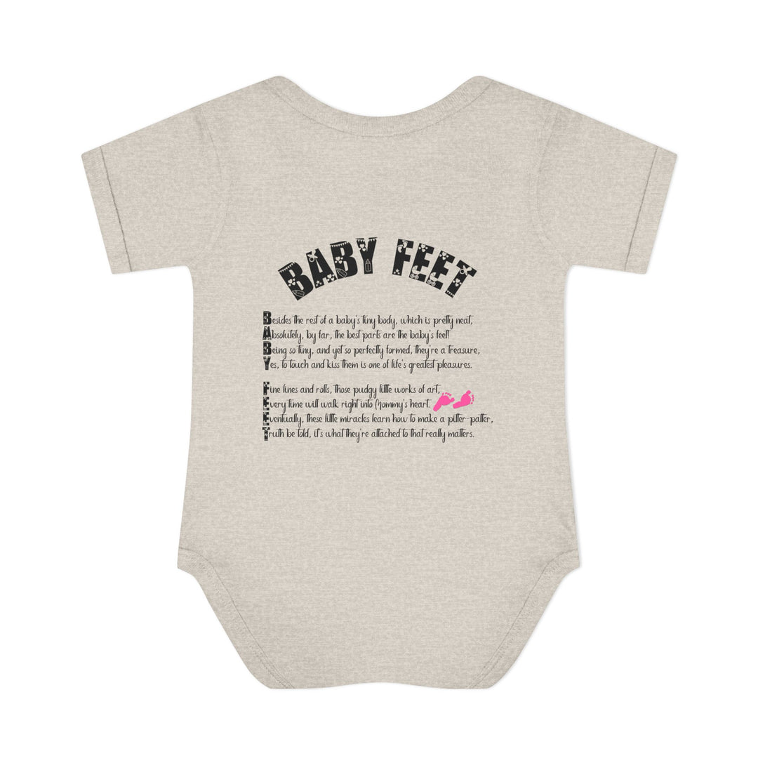 Baby Steps "Baby Feet" Acrostic Poem Bodysuit - Pink Footprints