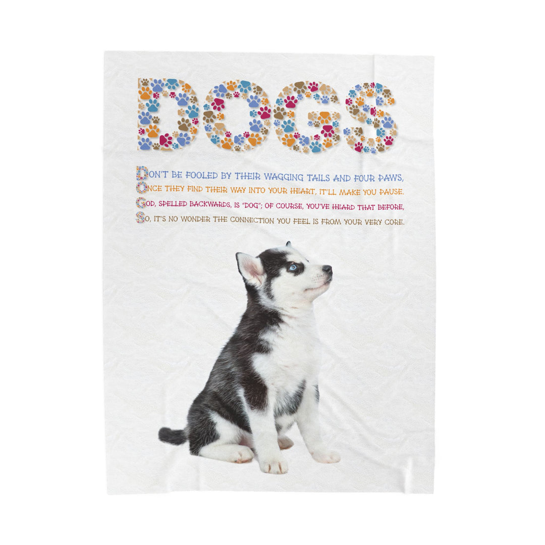 Dogs Acrostic Poem Velveteen Plush Blanket - Siberian Huskie