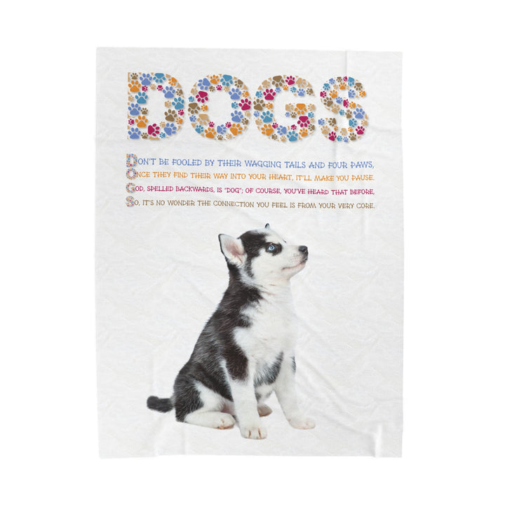 Dogs Acrostic Poem Velveteen Plush Blanket - Siberian Huskie