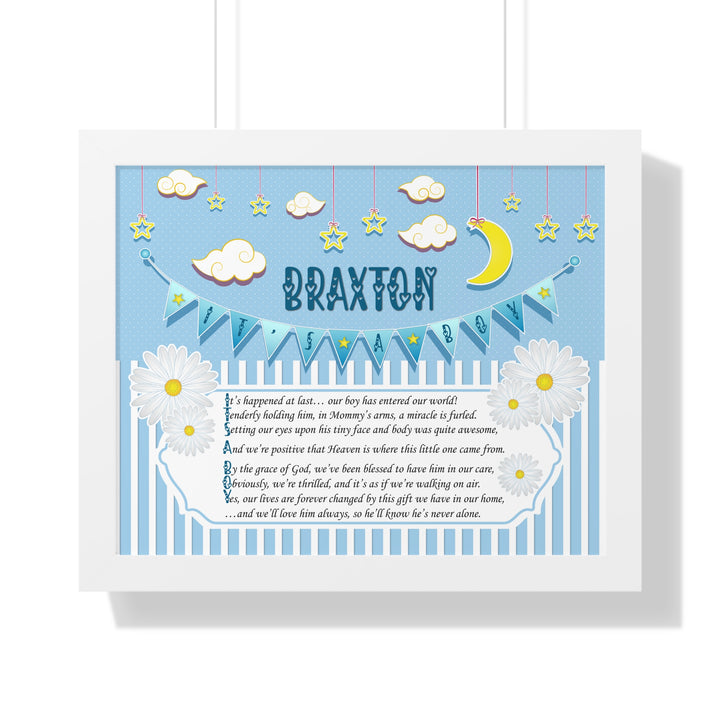 Baby Steps "It's a Boy" Framed Print Collection - Blue Stripes - Personalized