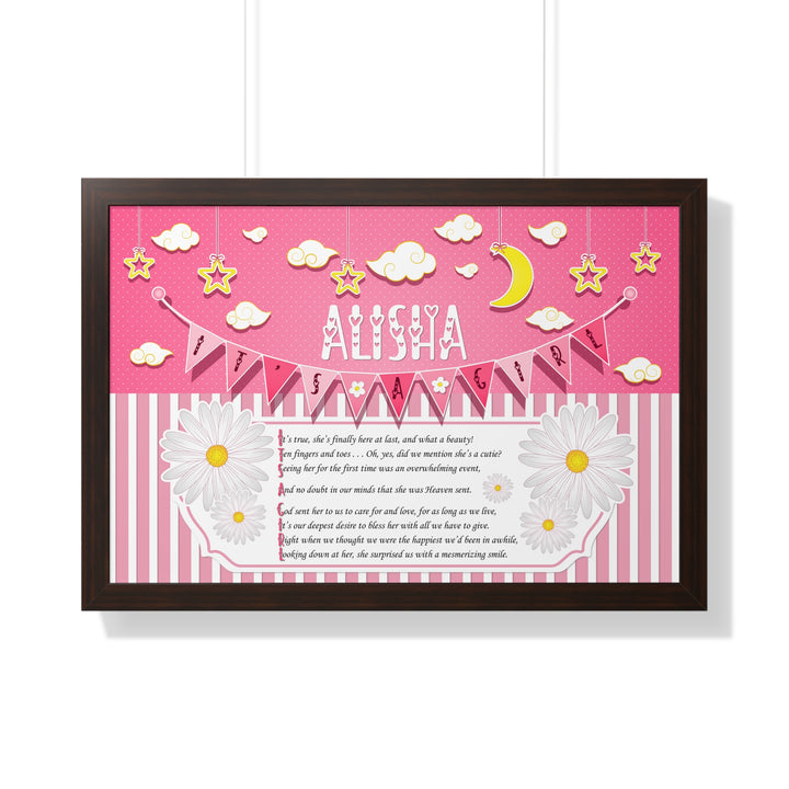 Baby Steps Framed Print Collection - Pink Stripes - "It's a Girl" Personalized