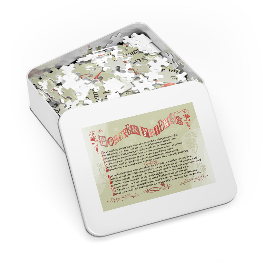 Forever Friends Acrostic Poem Puzzle  - Whimisical - Tin Box