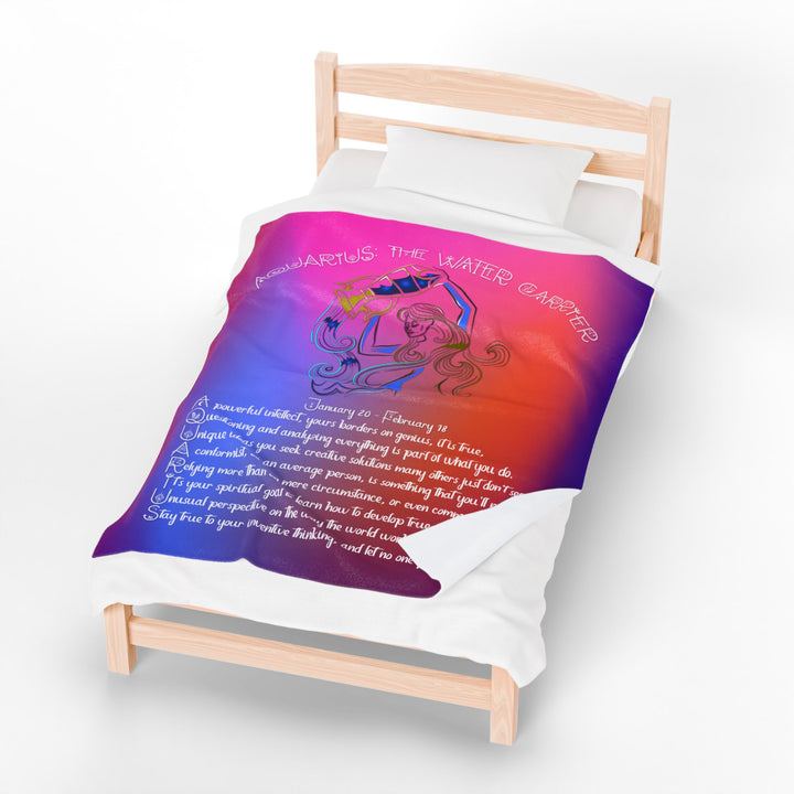 Aquarius Acrostic Poem Velveteen Plush Blanket