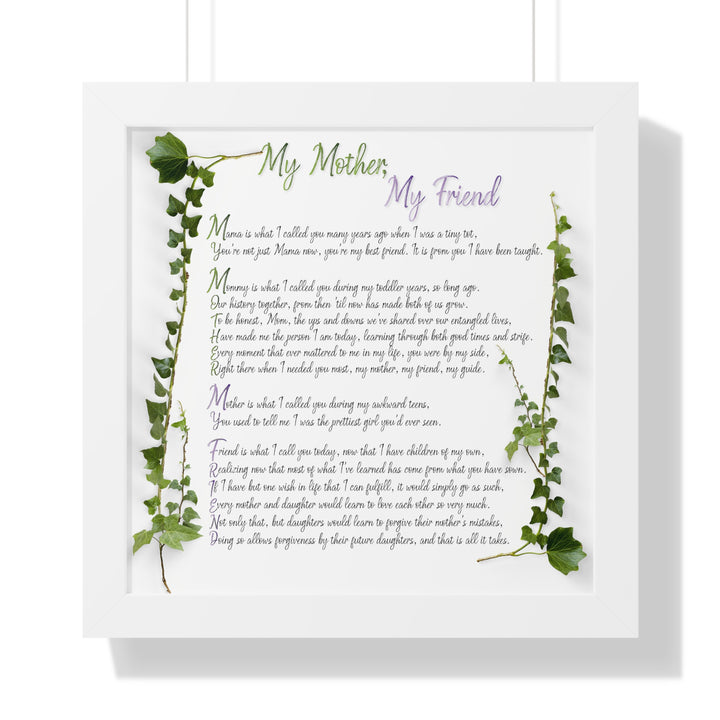 It's Just a Phrase "My Mother, My Friend" Framed Acrostic Poem Print