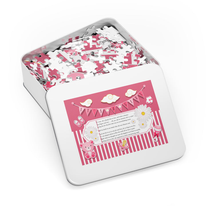 It's a Girl Acrostic Poem Puzzle - Banner and Stripes - No Personalization