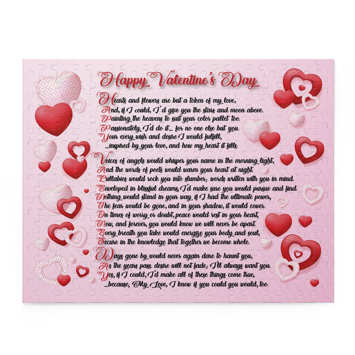 Happy Valentine's Day Acrostic Poem Puzzle - Pink and Red Hearts