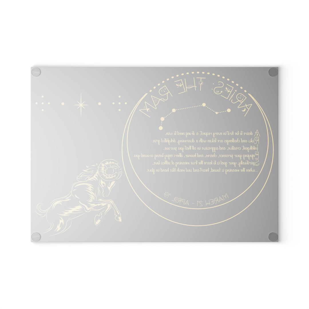 Aries Acrostic Poem Glass Cutting Board