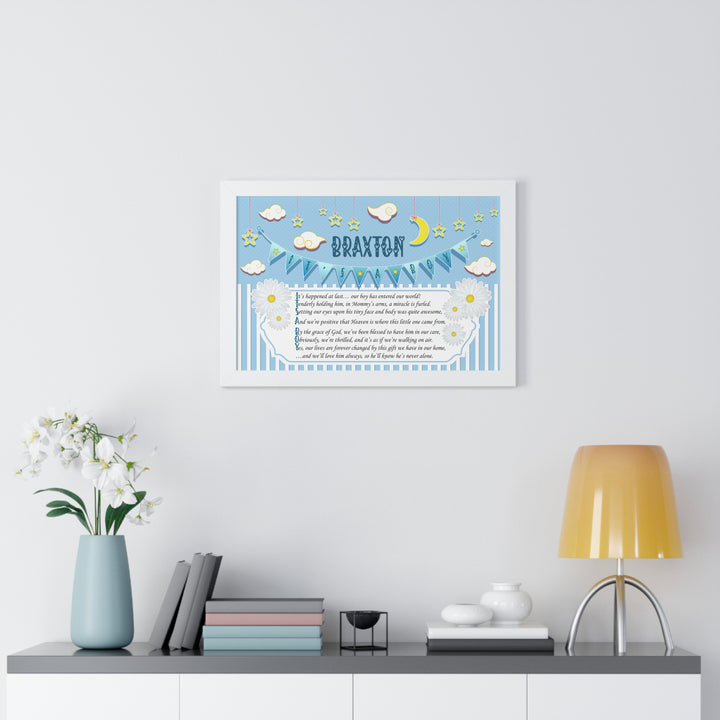 Baby Steps "It's a Boy" Framed Print Collection - Blue Stripes - Personalized