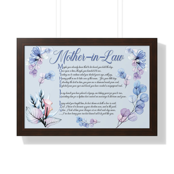 "My Mother, My Friend" Framed Acrostic Poem Print - Translucent Flower