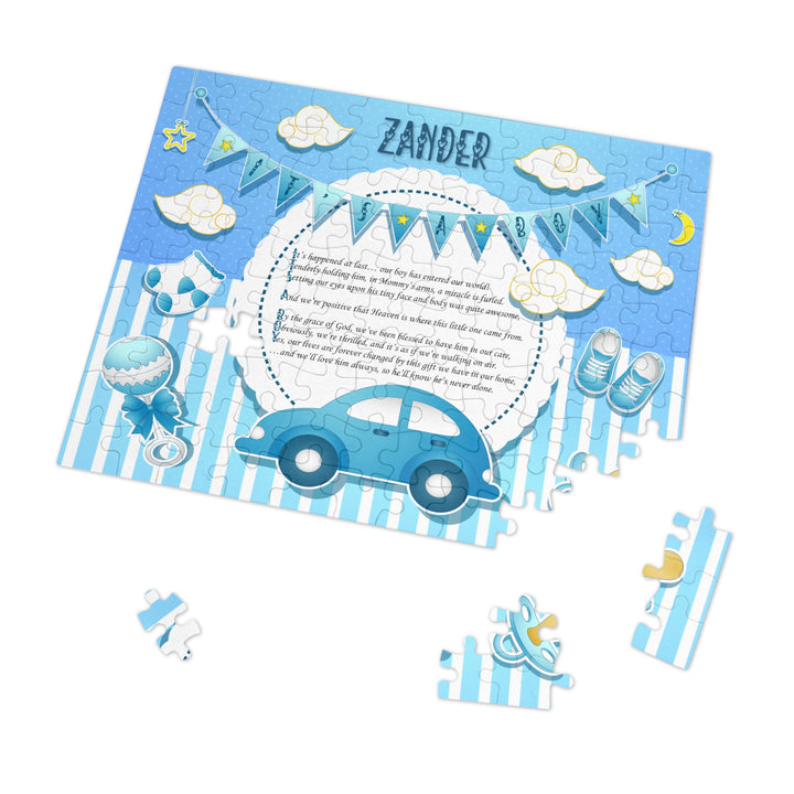 It's a Boy Acrostic Poem Puzzle - Blue Stripes - Tin Box - Personalized