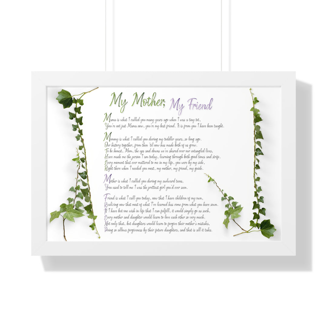 It's Just a Phrase "My Mother, My Friend" Framed Acrostic Poem Print