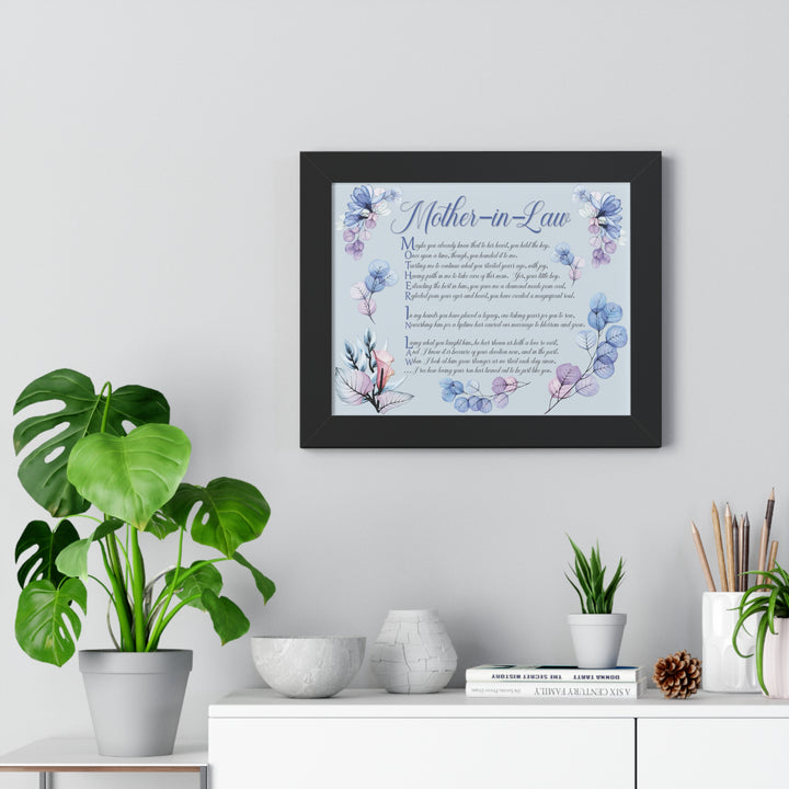 It's Just a Phrase "Mother-in-Law" Framed Horizontal Acrostic Poem Print- Floral