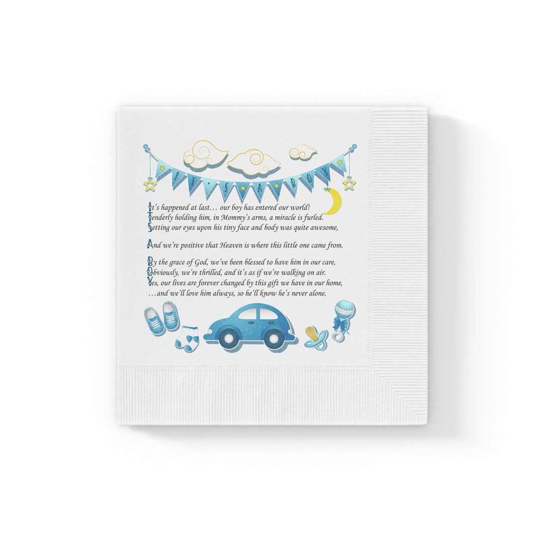 "It's a Boy" White Coined Napkins  - No Personalization