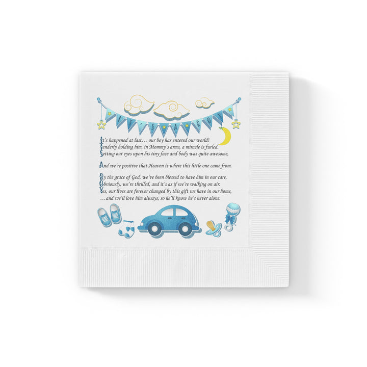 "It's a Boy" White Coined Napkins  - No Personalization