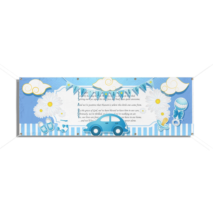 FIX SIZES It’s a Boy Acrostic Poem Vinyl Banner - Personalized - Blue Car-Stripes