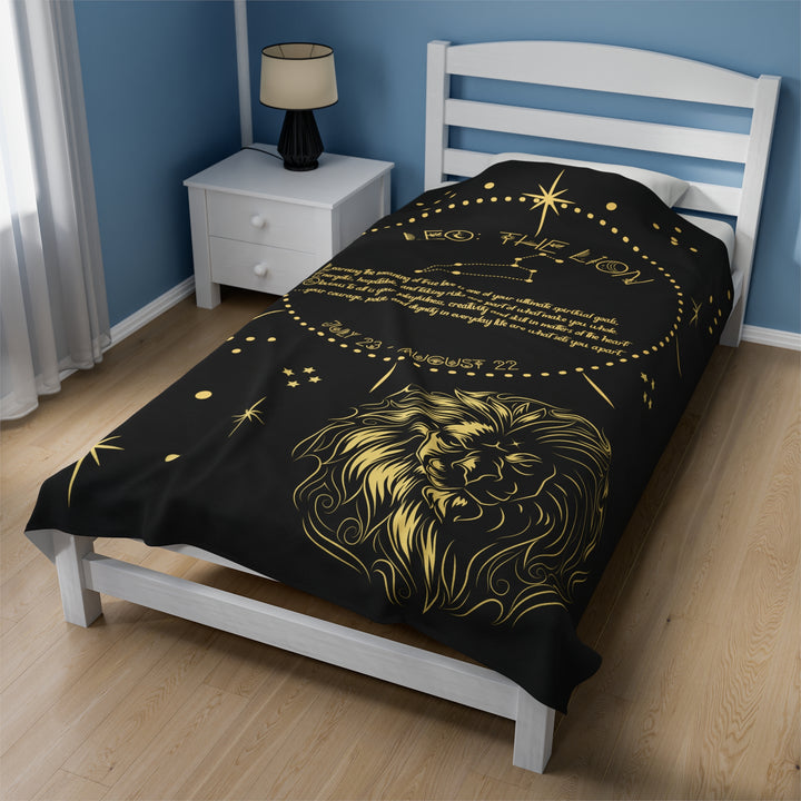 Written in the Stars Velveteen plush blanket with acrostic poem spelling out "Leo"