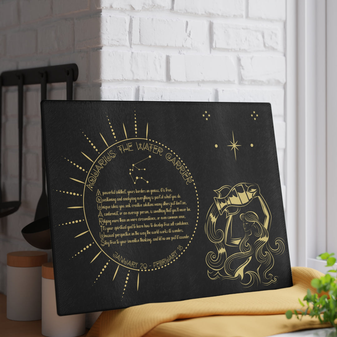Aquarius Acrostic Poem Glass Cutting Board