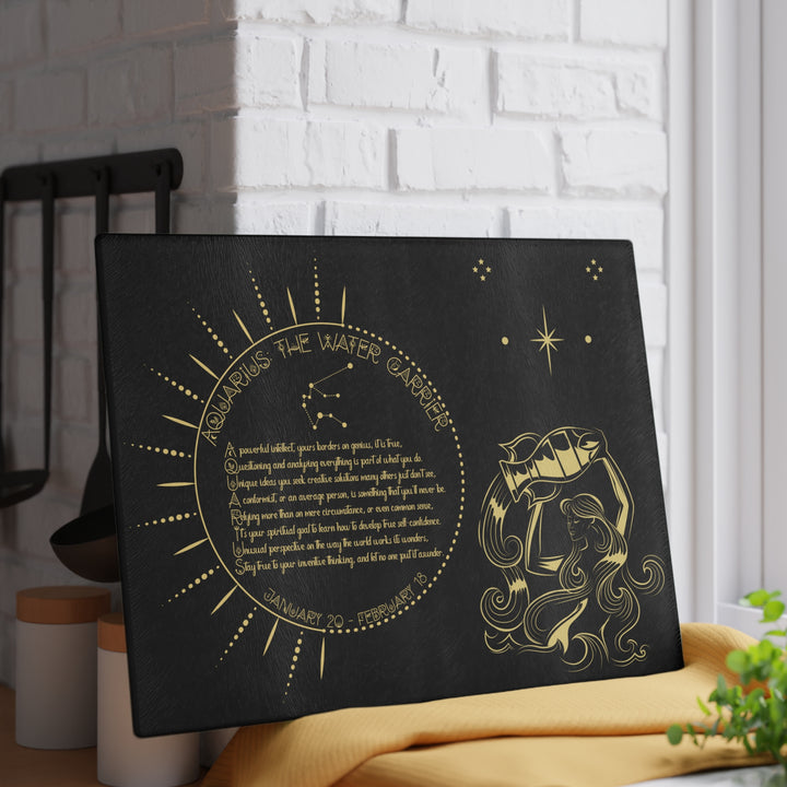 Aquarius Acrostic Poem Glass Cutting Board