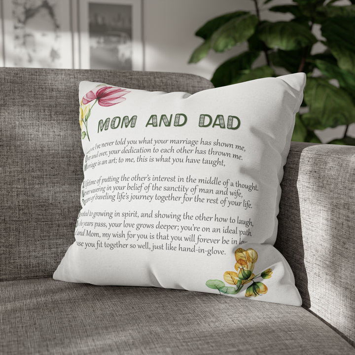 It's Just a Phrase "Mom and Dad" Acrostic Poem Pillow Case/Cover - White