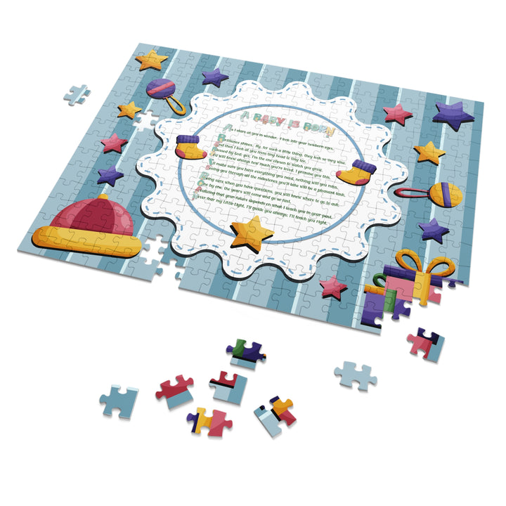 A Baby is Born Acrostic Poem Jigsaw Puzzle - Stars - Tin Box