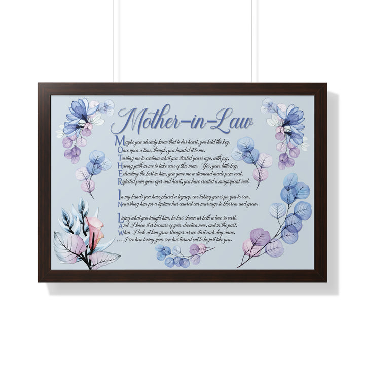 "My Mother, My Friend" Framed Acrostic Poem Print - Translucent Flower