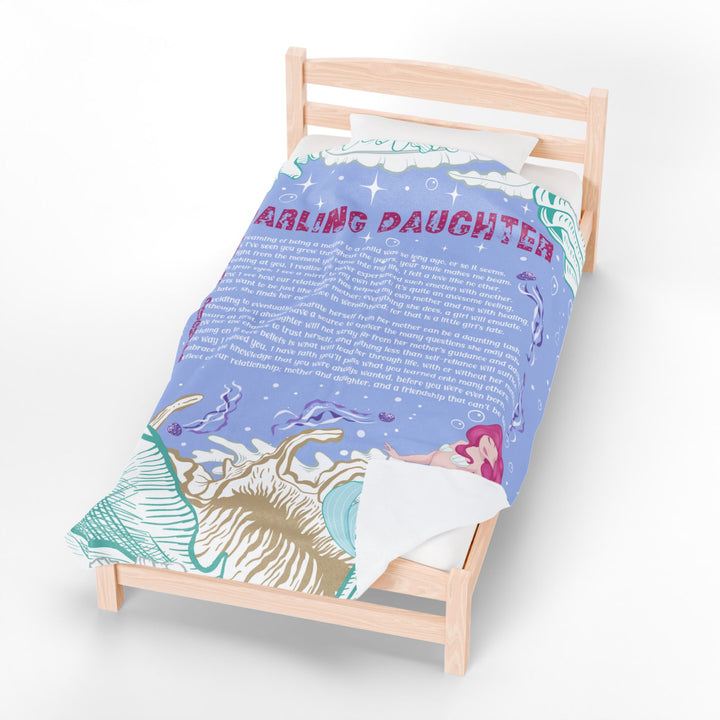 Darling Daughter Acrostic Poem Velveteen Plush Blanket - Mermaid Design