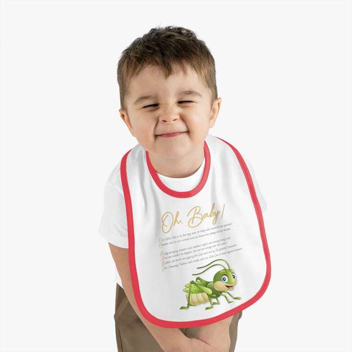 Baby Steps Acrostic Poem - Contrast Trim Jersey Bib - "Oh, Baby" Grasshopper