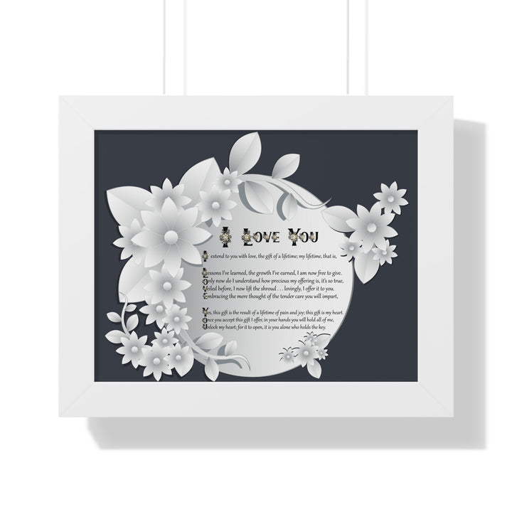 It's Just a Phrase "I Love You" Framed Acrostic Poem Print- Floral
