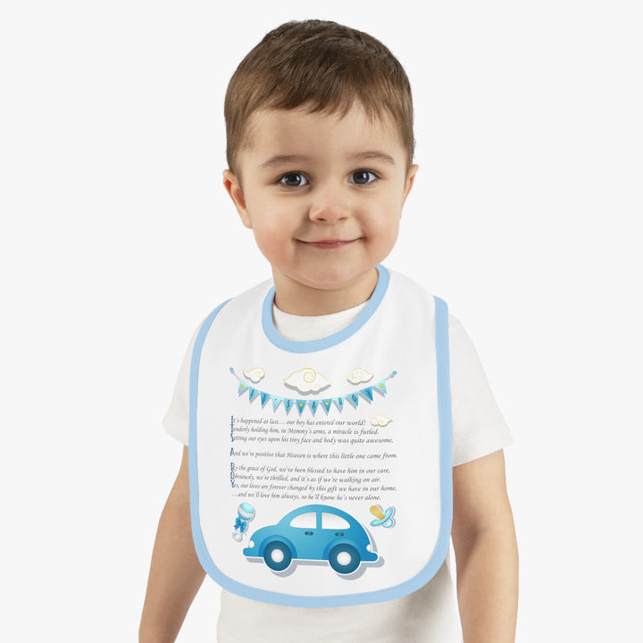 Baby Steps Acrostic Poem - Contrast Trim Jersey Bib - "It's a Boy"