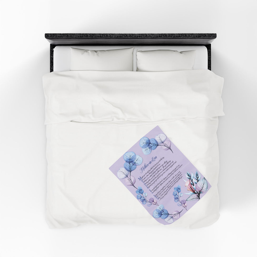 Mother-in-Law Acrostic Poem Velveteen Plush Blanket - Transparent Flowers