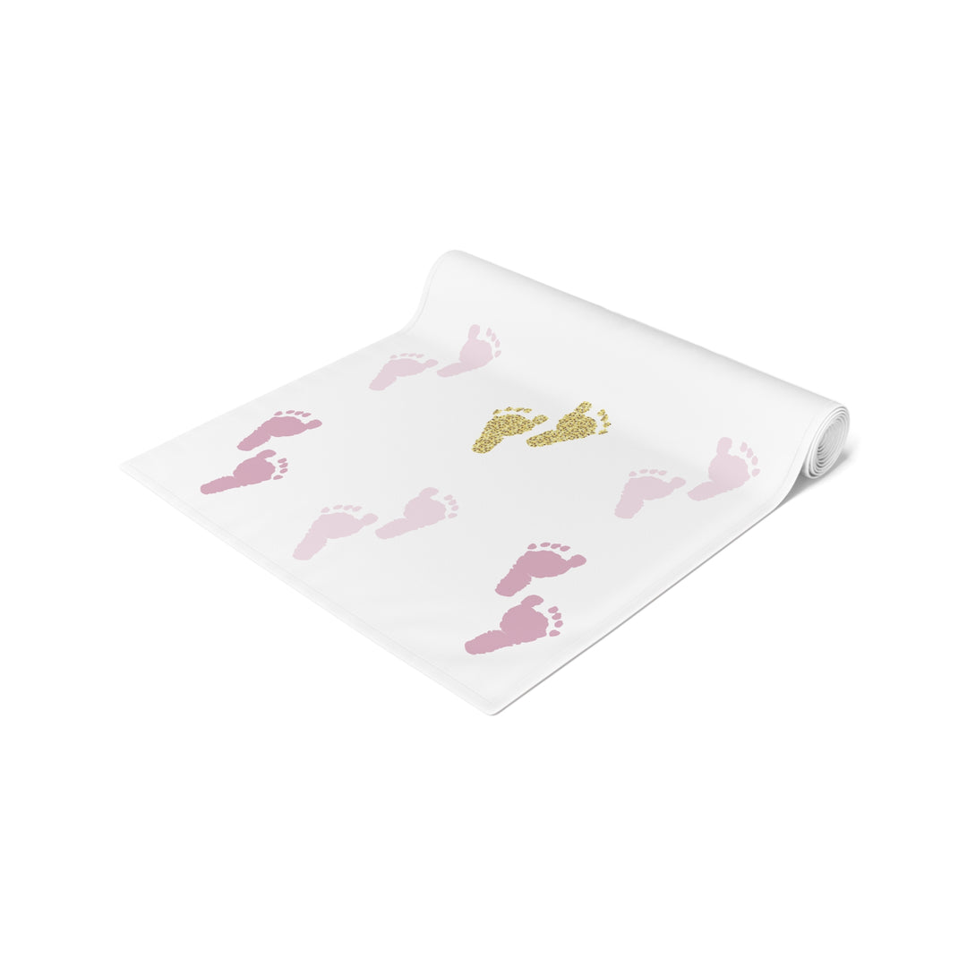 “Baby Feet” Table Runner - Pink-Gold - No Personalization