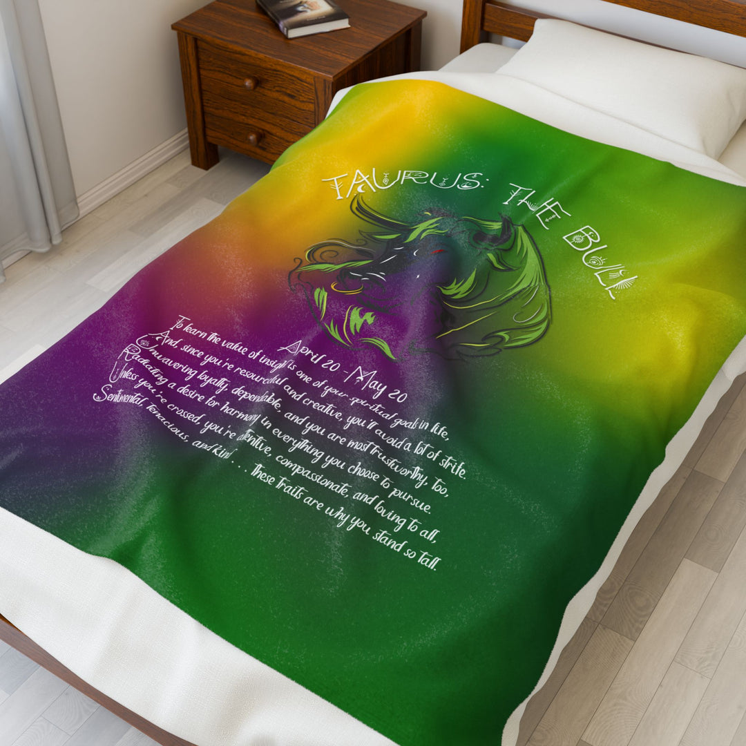 Taurus Acrostic Poem Velveteen Plush Blanket - Colored